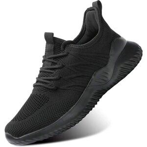 Women's Ladies Walking Running Shoes Slip On Lightweight Tennis Sneakers Black M